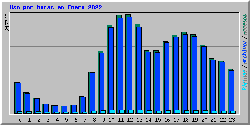 Uso por horas en Enero 2022