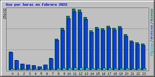 Uso por horas en Febrero 2022